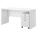 Pure White Bow Front Desk with Mobile File Cabinet K75059