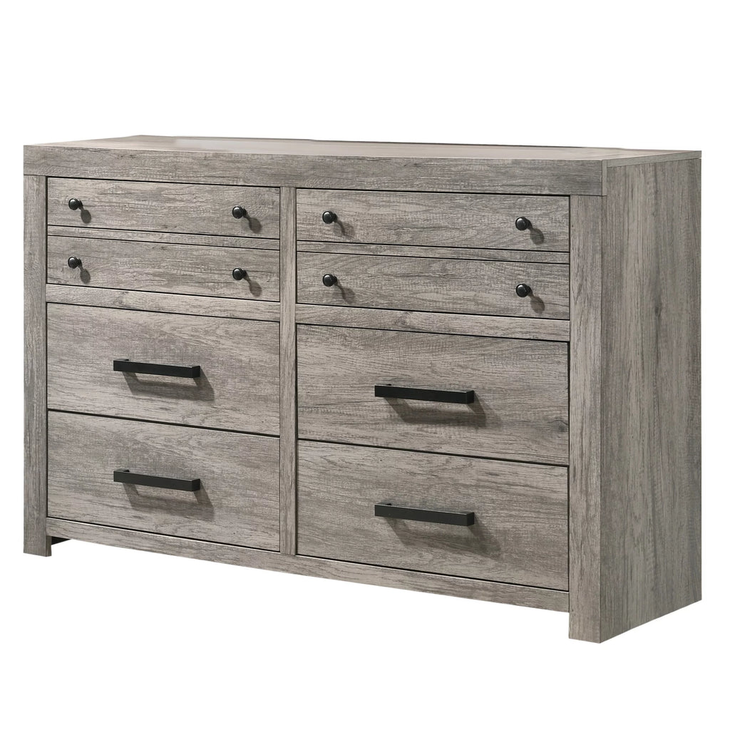 Gray Wooden Dresser with Bar Handles X1606