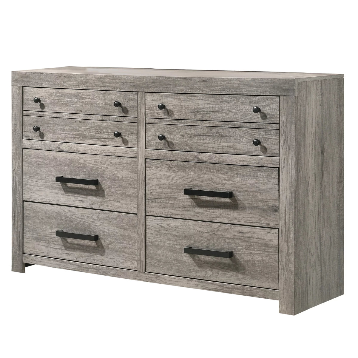 Gray Wooden Dresser with Bar Handles X1606