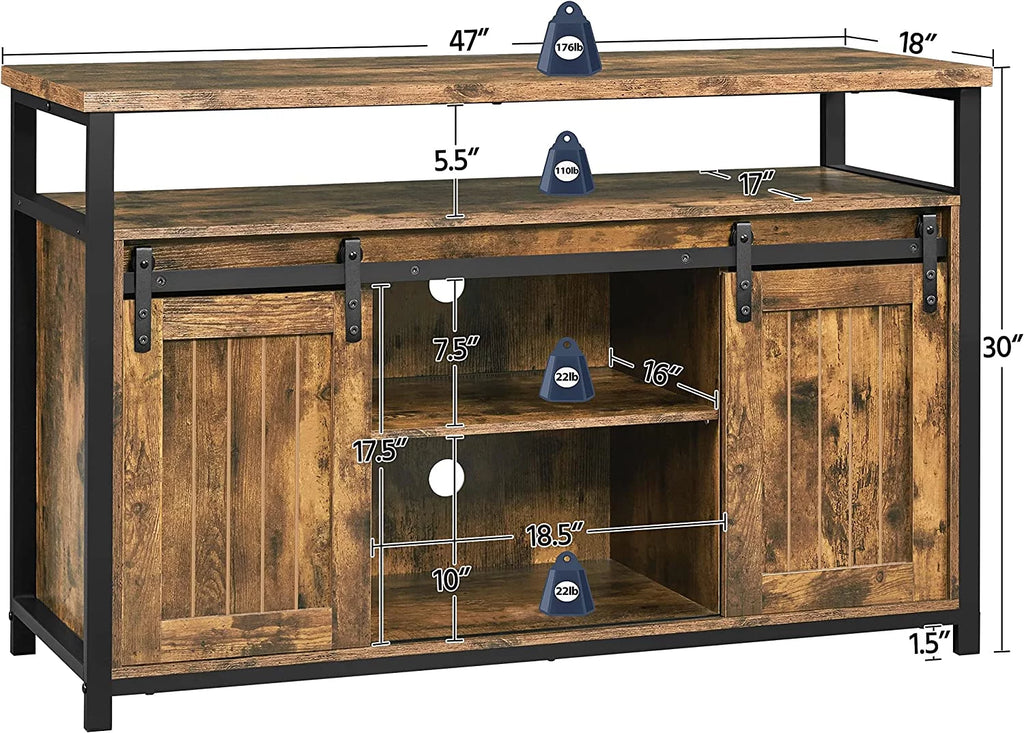 Farmhouse Cabinet with Sliding Barn Doors and Adjustable Shelves P989474
