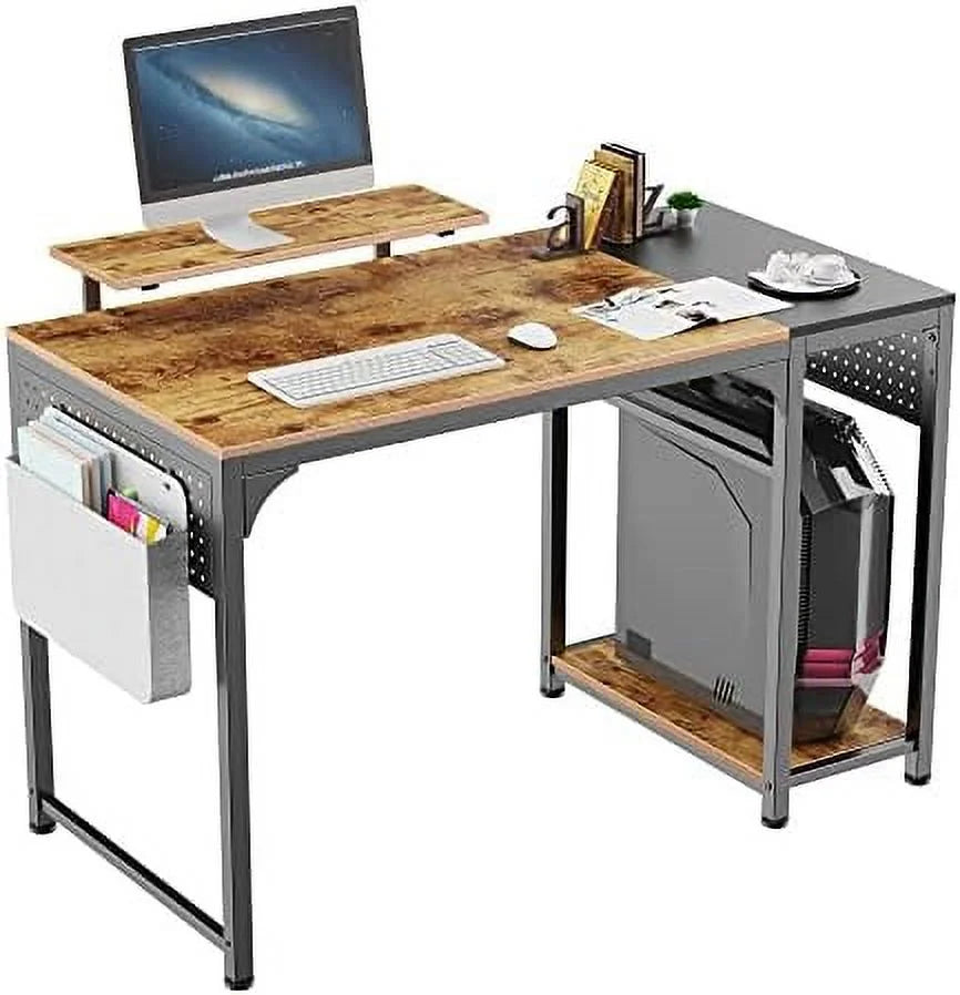 55 Inch Computer Desk with Monitor Stand and Shelves F30359