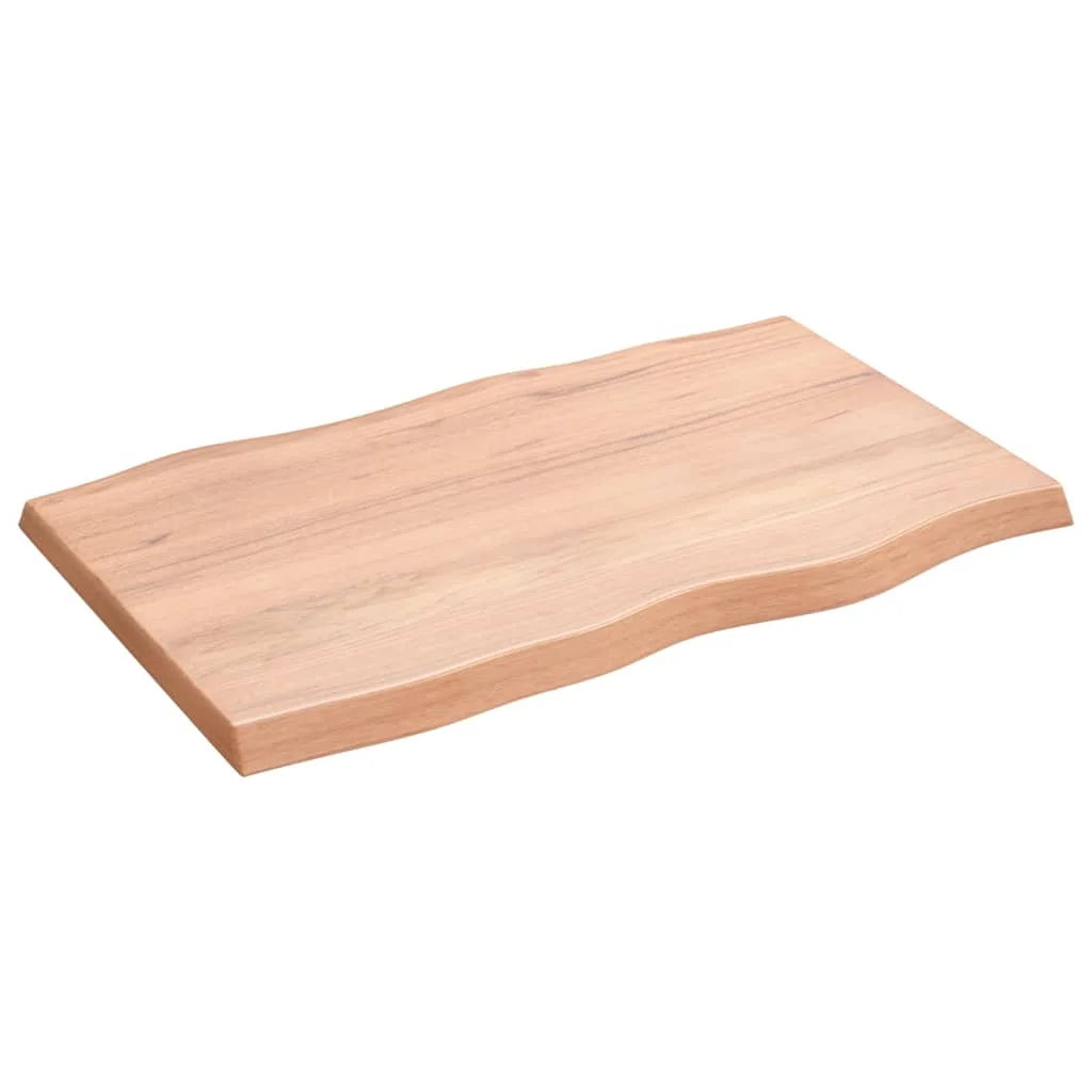 Solid Oak Wood Table Light Brown Live Edge 6.7x19.7x1.6 Inches J53280