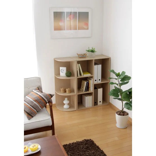 Light Brown 5-Compartment Wood Bookcase Storage Shelf S594