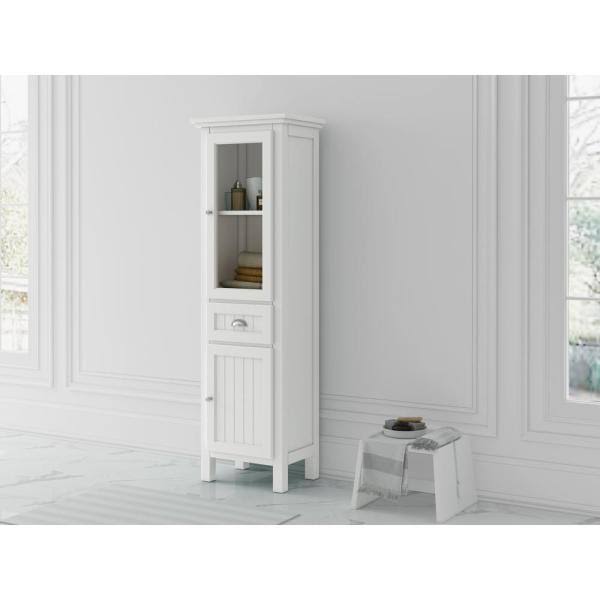 White Bathroom Linen Storage Cabinet E40536