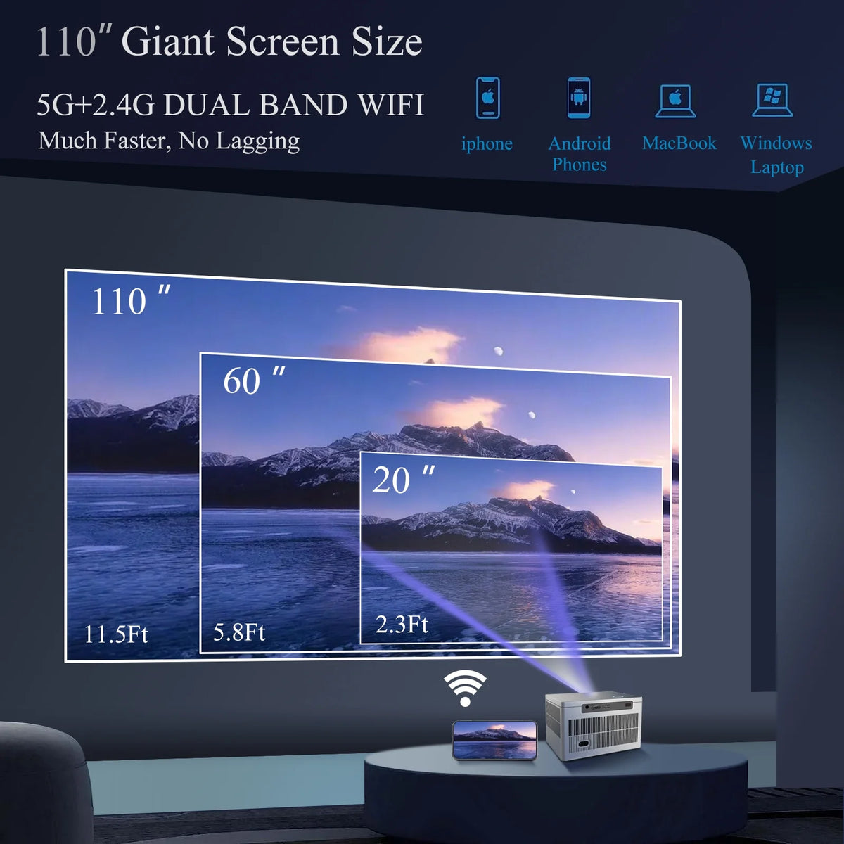 5G WiFi Bluetooth 4K Projector J273