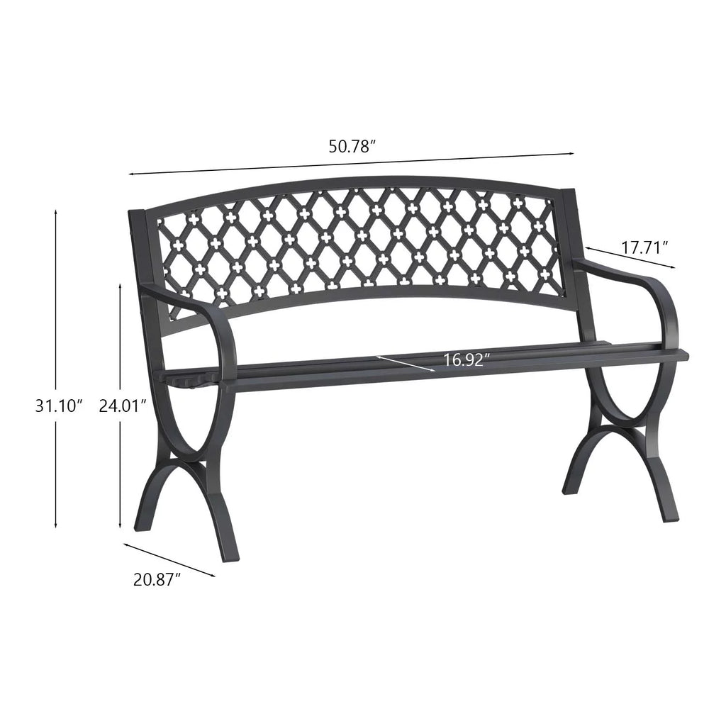 50" Iron 2 Seat Patio Bench G917353