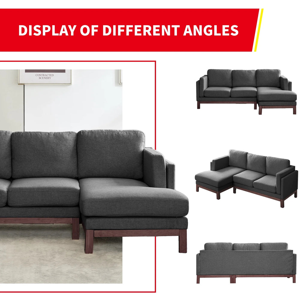84" L-Shaped Upholstered Sectional Sofa with Chaise Lounge T99602