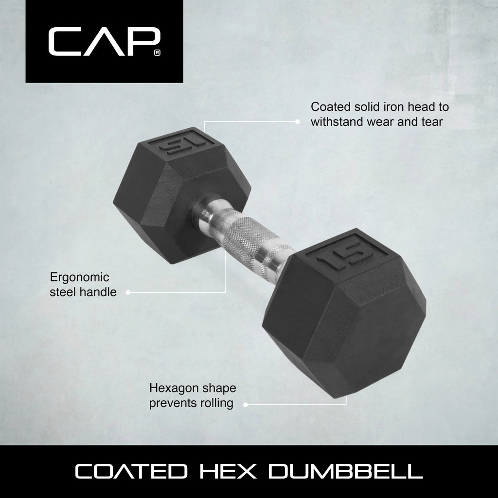 15lb Rubber Hex Dumbbell Z34081
