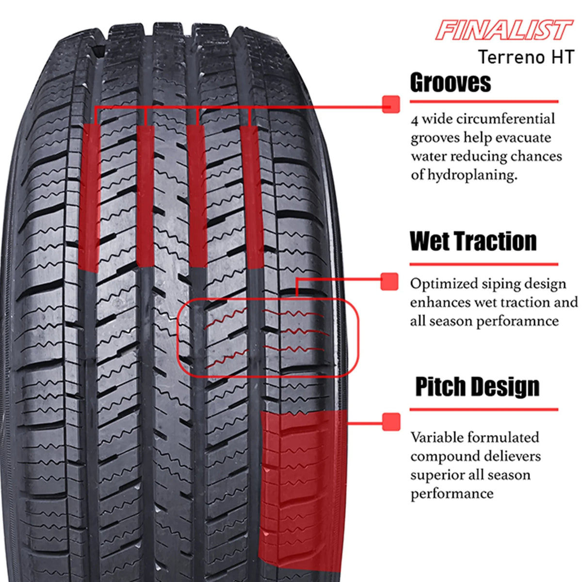 255/45R19 100V Passenger Tire V7615