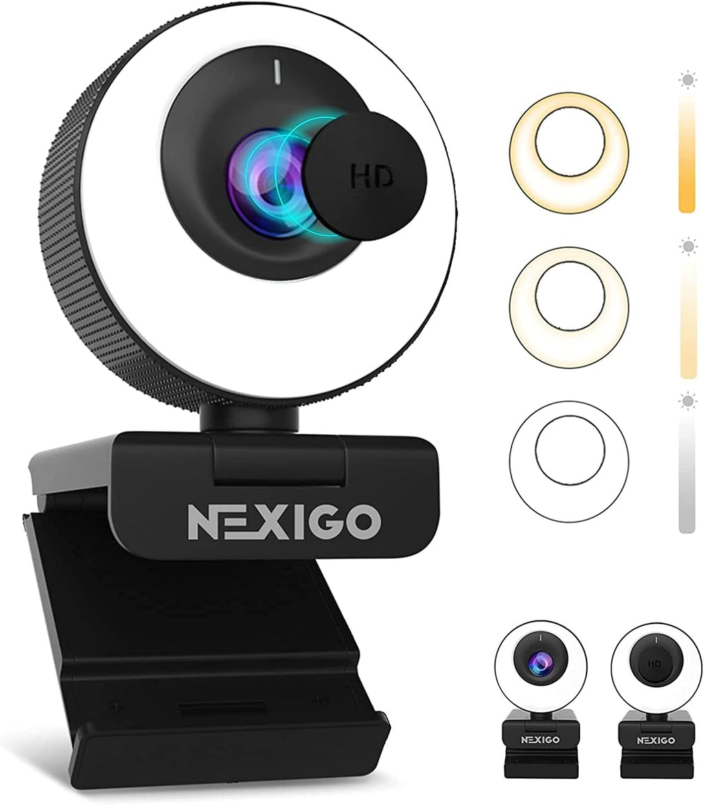 1080P FHD ePTZ Webcam with Ring Light and Privacy Cover R4001