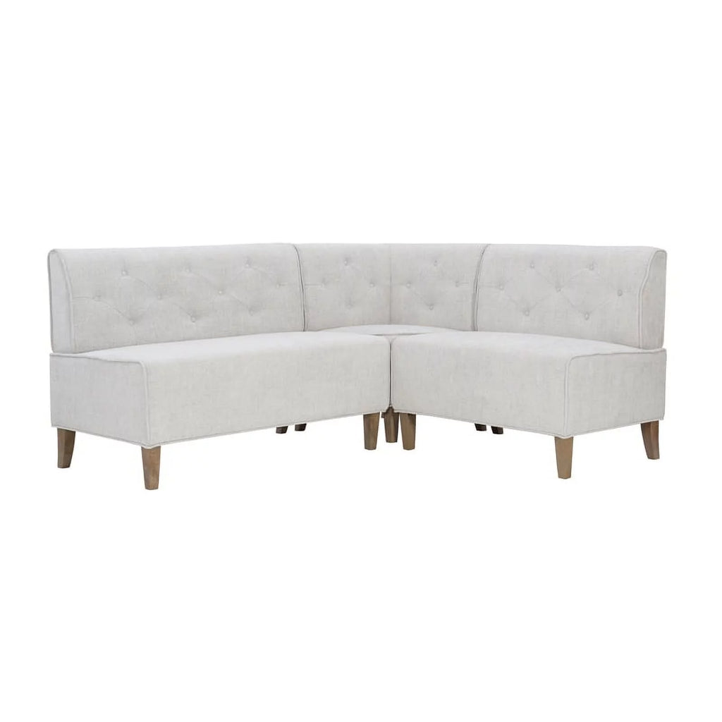 Light Grey Wood Upholstered Corner Bench R111