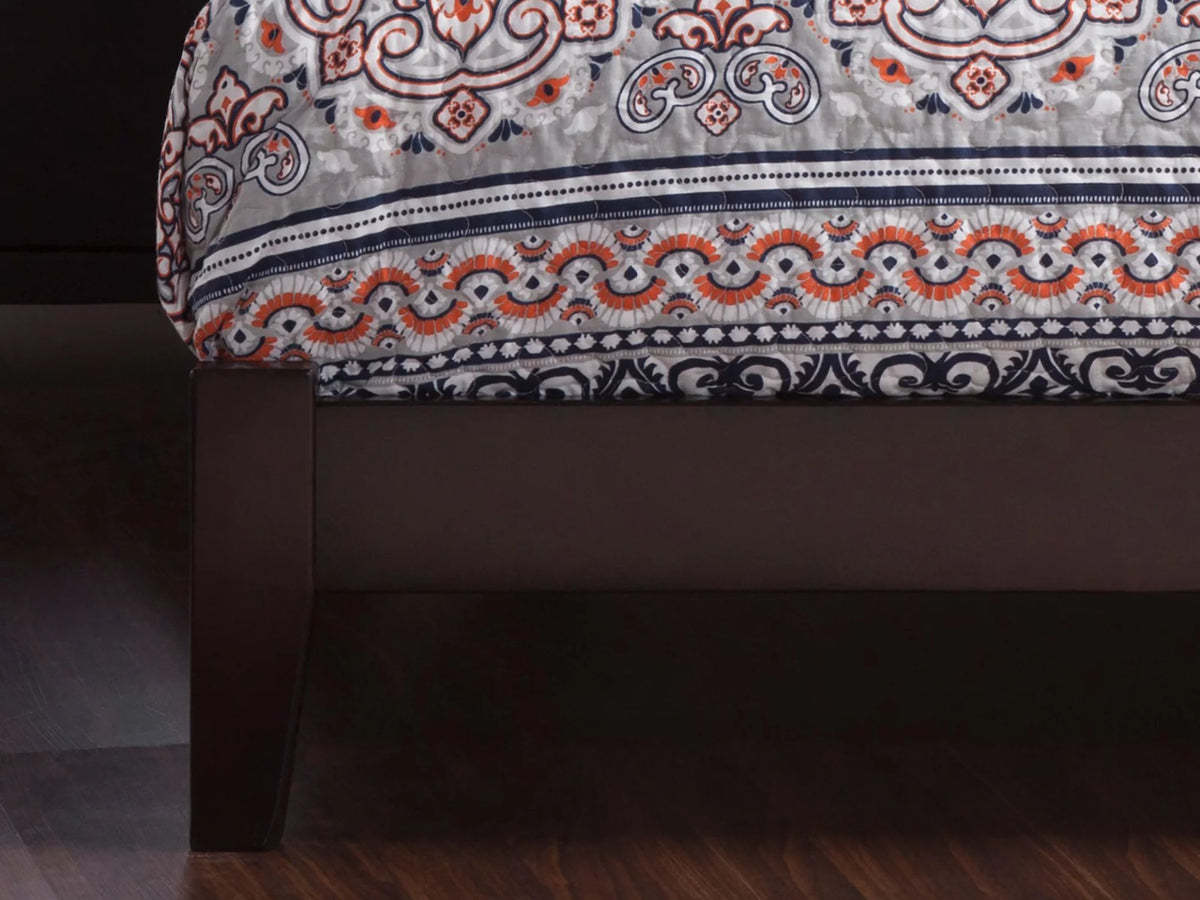 Full Low Profile Wood Platform Bed Frame with Panel Headboard C827638
