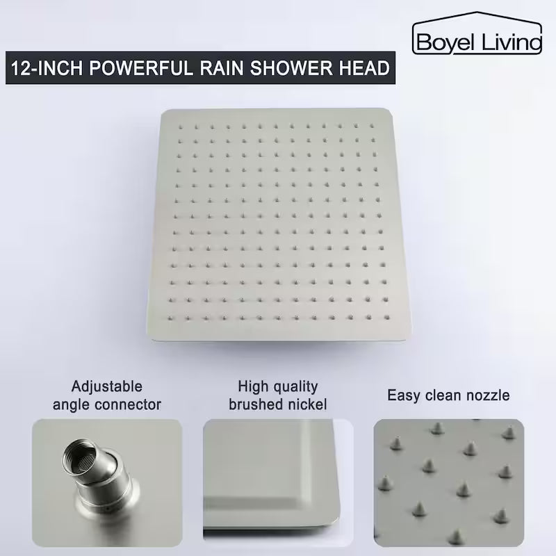 12 in. Ceiling Mount Dual Shower Heads with Pressure Balance Valve in Brushed Nickel V87739