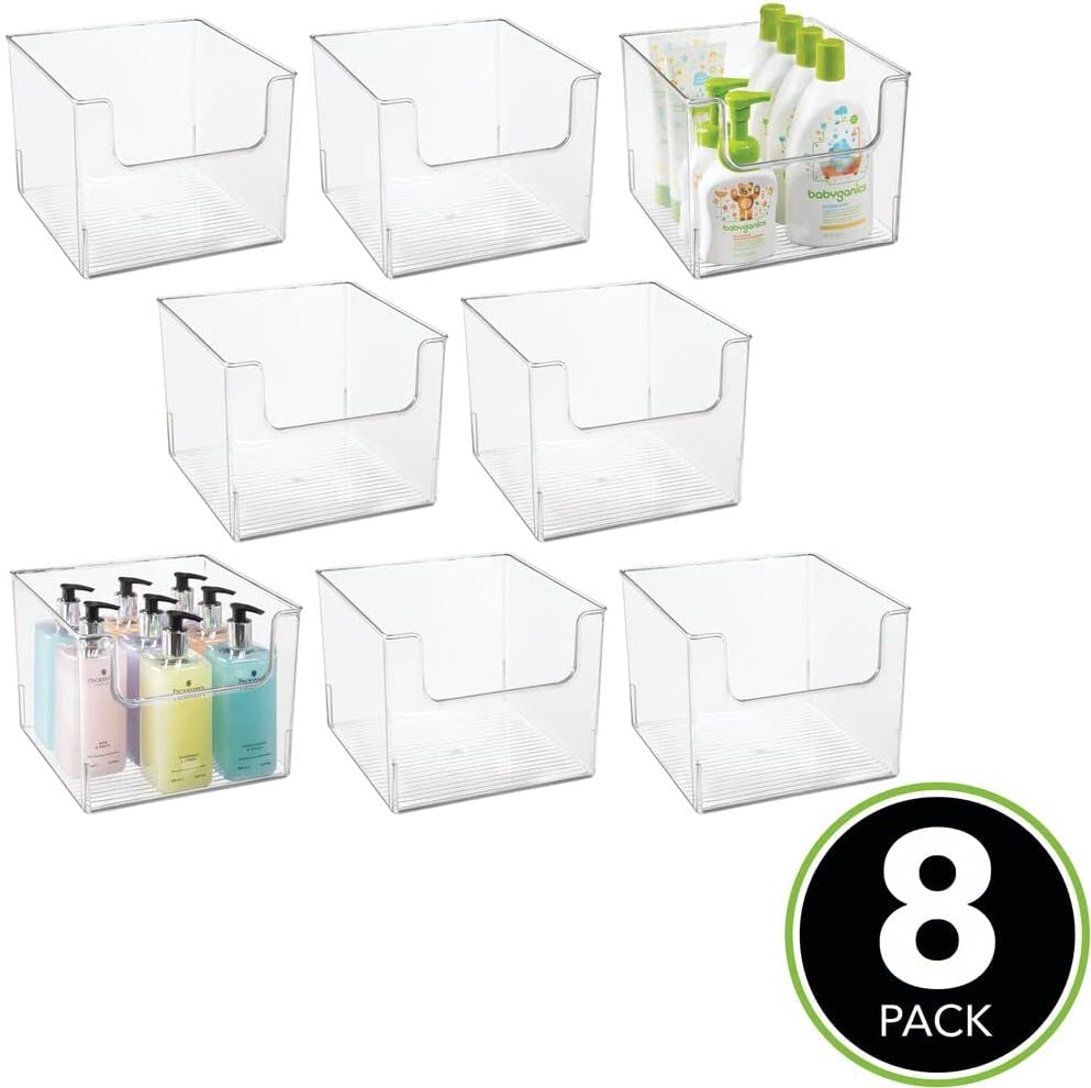 Clear Plastic 8 Pack Storage Basket Bin A561
