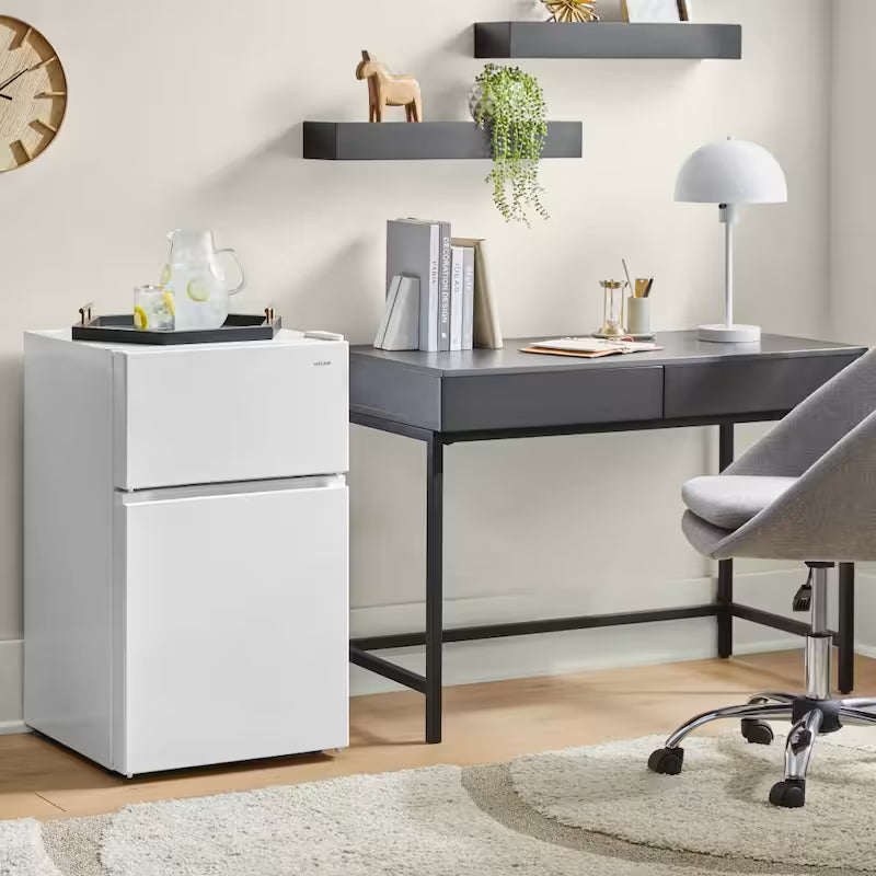 White 2-Door Mini Refrigerator with Freezer H65232