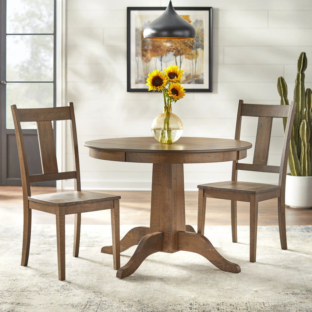 Brown Round MDF Pedestal Dining Table D114