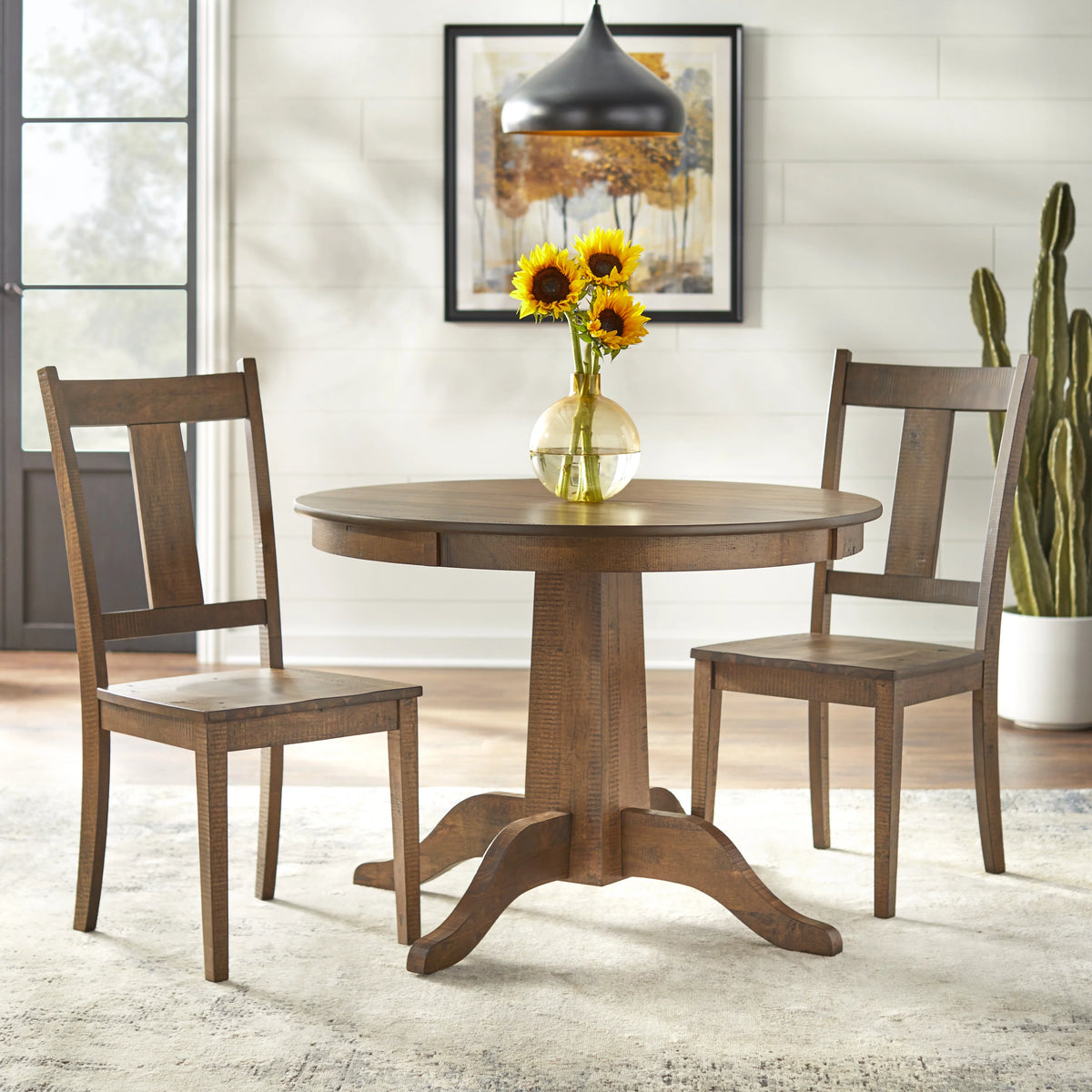 Brown Round MDF Pedestal Dining Table D114