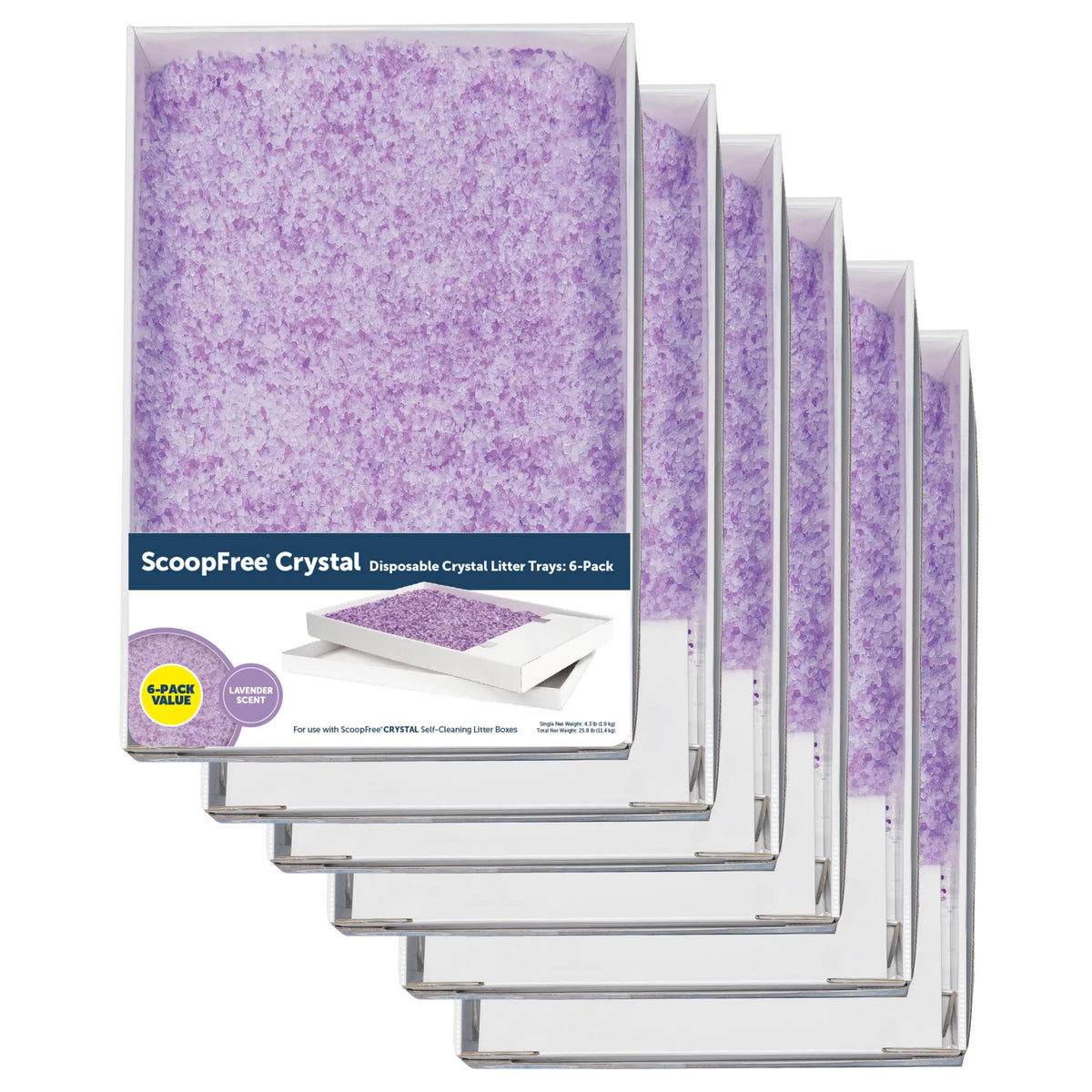 Lavender Scent Silica Crystals Cat Litter Trays 6-Pack J92917