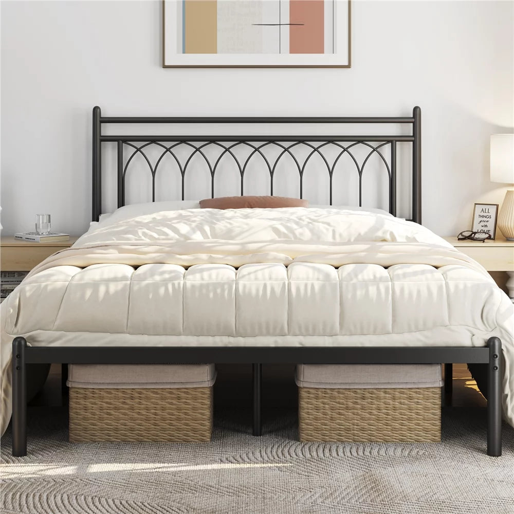 Queen Black Metal Bed Frame with Headboard R65572
