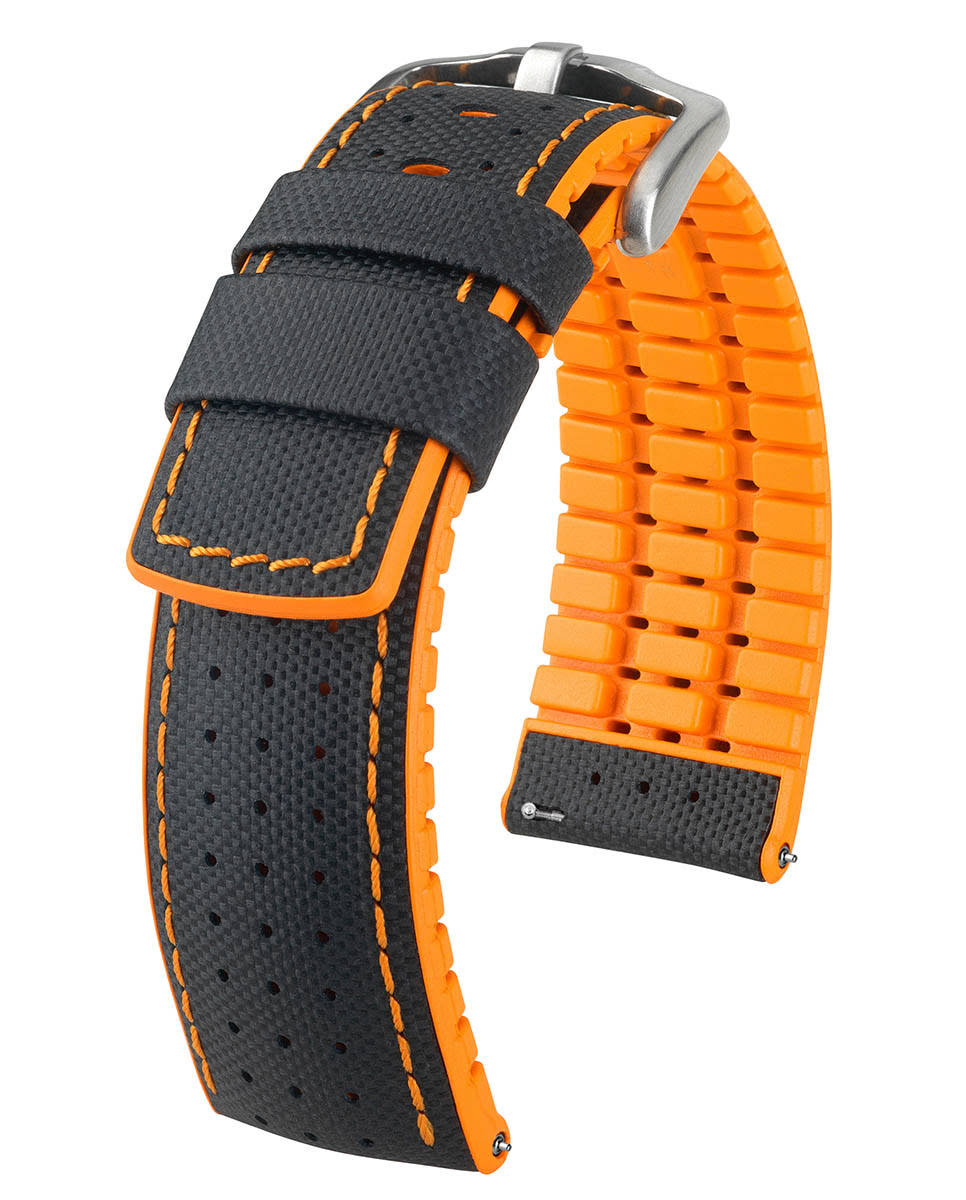 Black Calf Watch Strap with Brushed Silver Buckle D6619