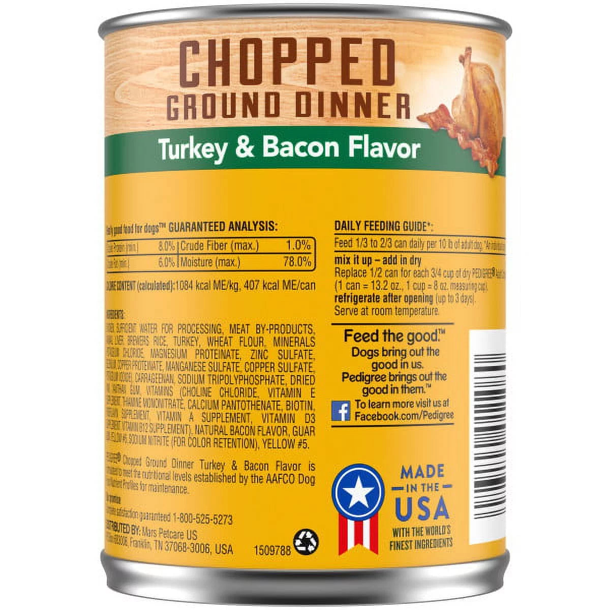 Turkey & Bacon Flavor Ground Dinner Wet Dog Food 13.2 oz Cans 12 Pack B4188