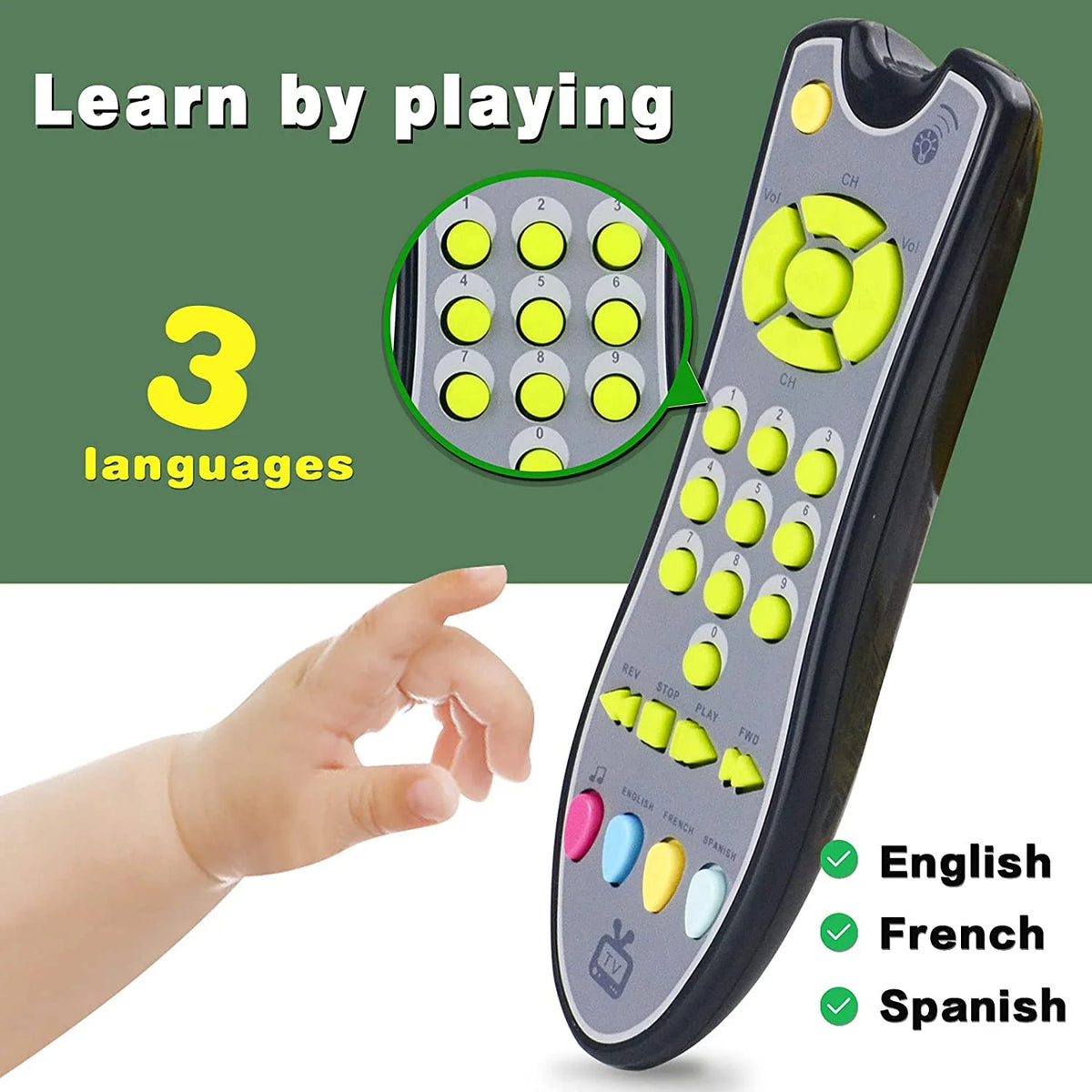 Gray TV Remote Control Toy with Light and Sound M8278