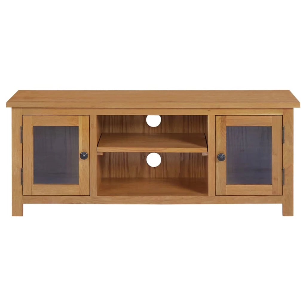 Oak Wood TV Cabinet with 2 Glass Doors T14880