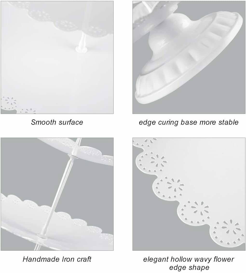 White Metal 3 Piece Cake Stand Set H837250
