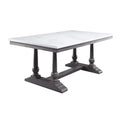 71 x 42 x 30 in. Marble Top Gray Oak Dining Table M2479