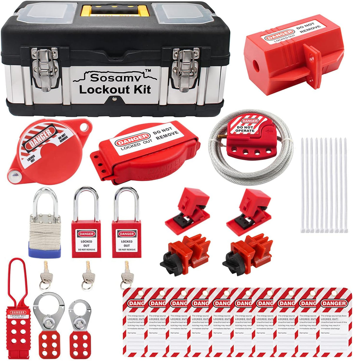 Lockout Tagout Kit with Safety Padlocks, Circuit Breaker Lockout, Plug Loto, Cable Loto, Loto Tags, Gate Valve Loto Y8628