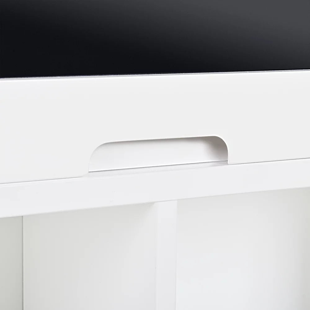 White Collapsible Fold Down Desk Table & Wall Cabinet with Chalkboard & Bottom Shelf P48781