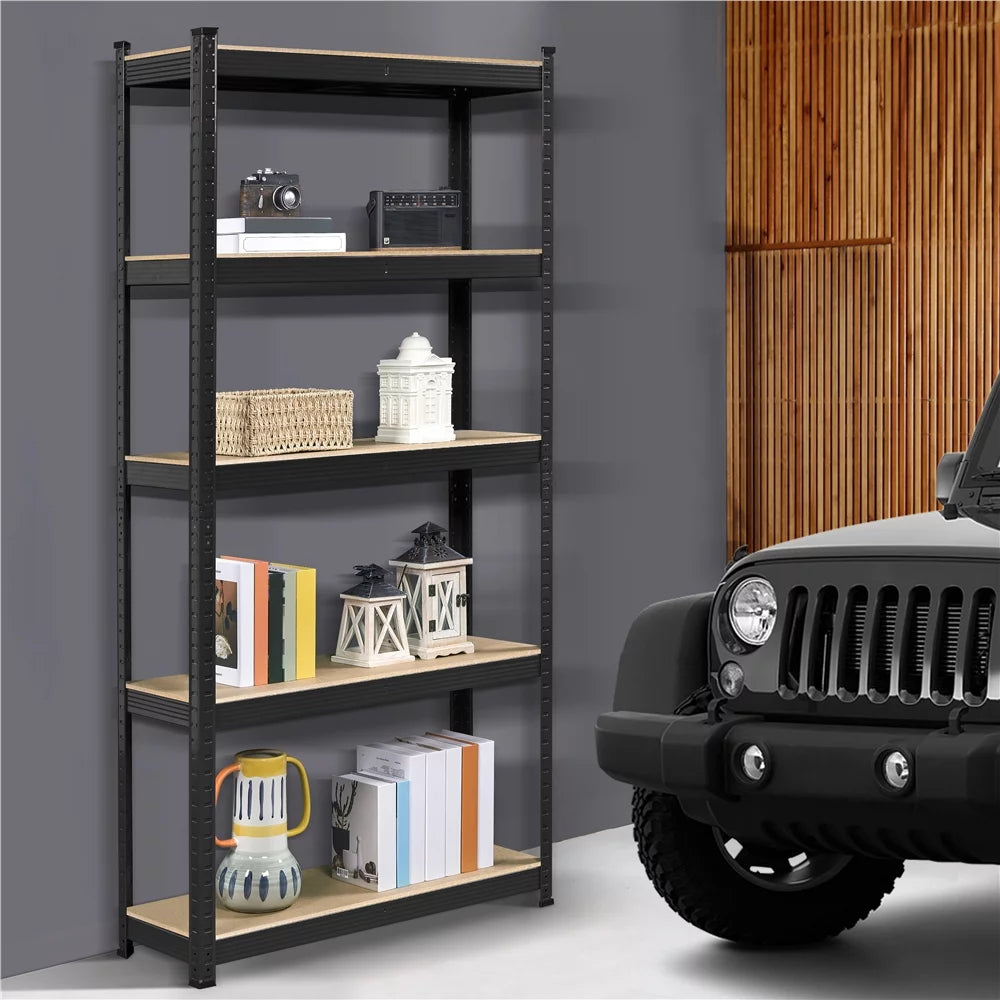 5-Shelf Adjustable Steel Storage Shelf Unit, Black, 2 Pack C706511