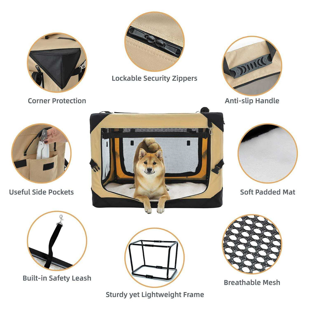 Collapsible Dog Crate 4-Door Foldable Soft Dog Kennel C391398