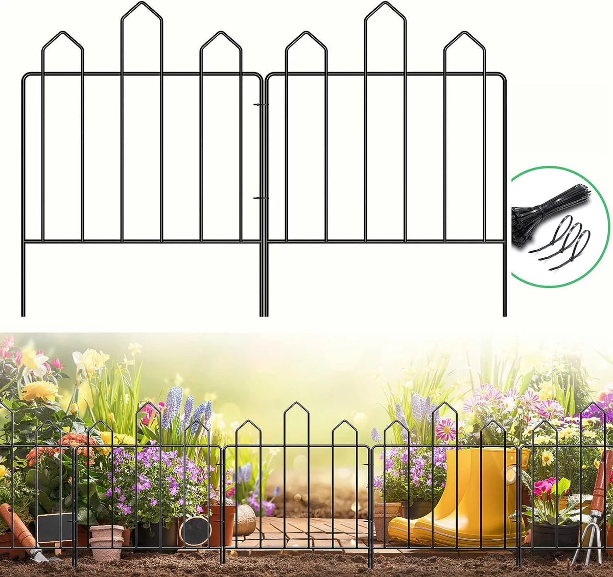 10-Panel Metal Garden Fence W7835