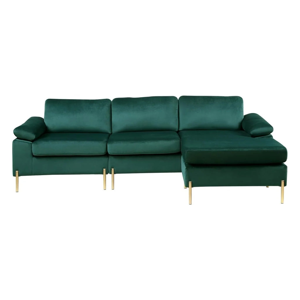 Green Gold Velvet Sectional Sofa D3464