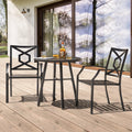 3 Piece Iron Stackable Patio Bistro Set with 2 Chairs and Round Table Black Y633230