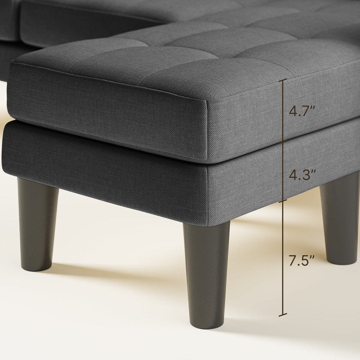 Dark Gray L Shaped Sectional Sofa Bed with Ottoman P993