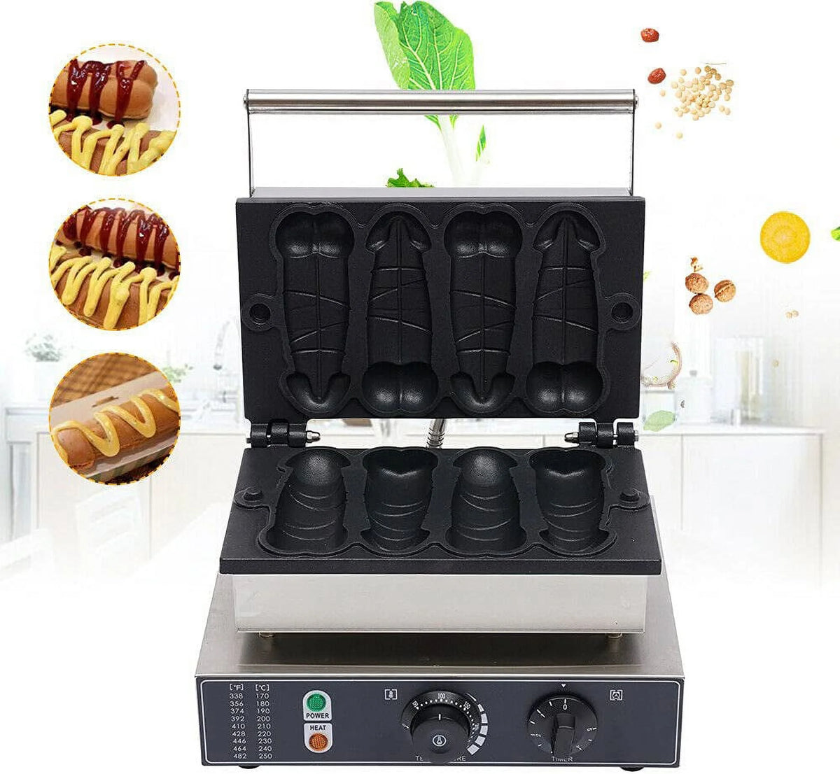Commercial Waffle Maker with Timer and Temperature Control F796292