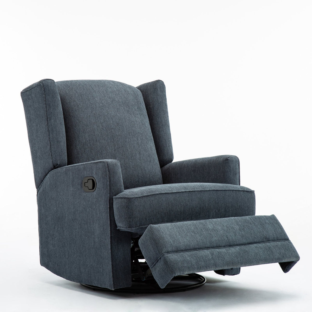 Beige Chenille Wingback Swivel Glider Recliner X8932