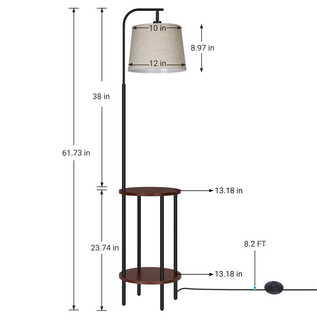 Brown Floor Lamp with Table and Shelves Z852988
