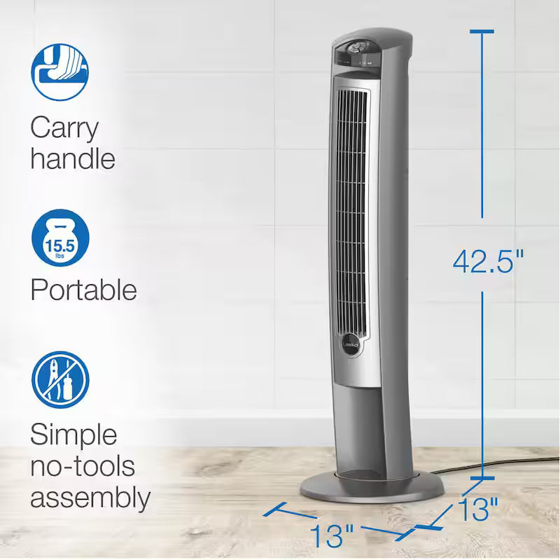 42 in. 3-Speed Oscillating Tower Fan with Remote Control L743620