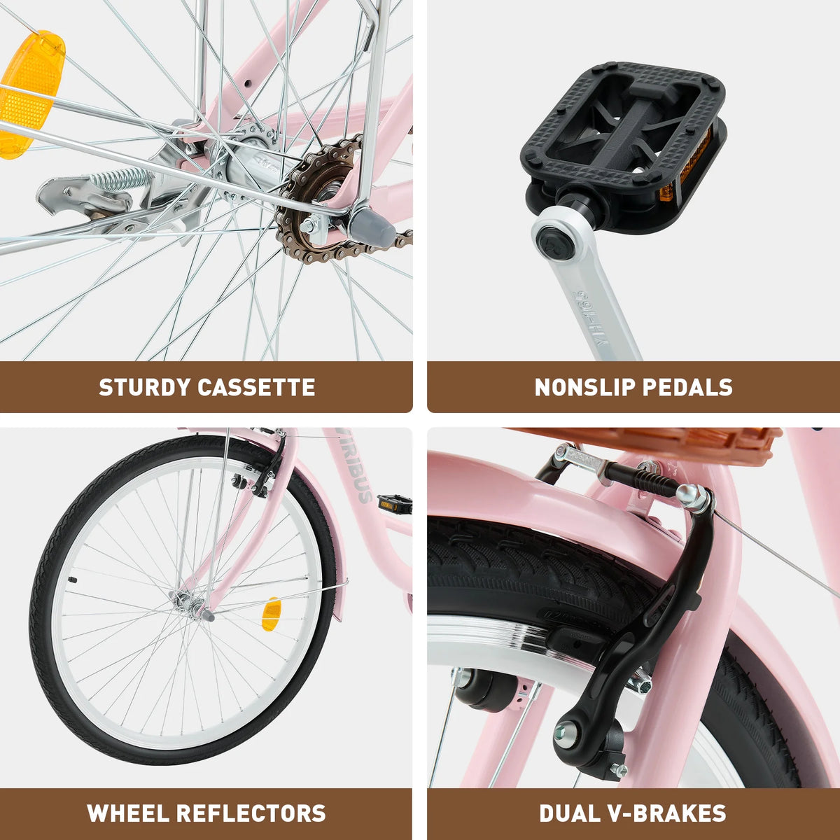 26 Inch Pink Cruiser Bicycle with Basket Rack A591