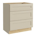 Cream Painted Plywood Shaker Base Kitchen Cabinet 3 Drawers 24 in. x 34.5 in. U86741