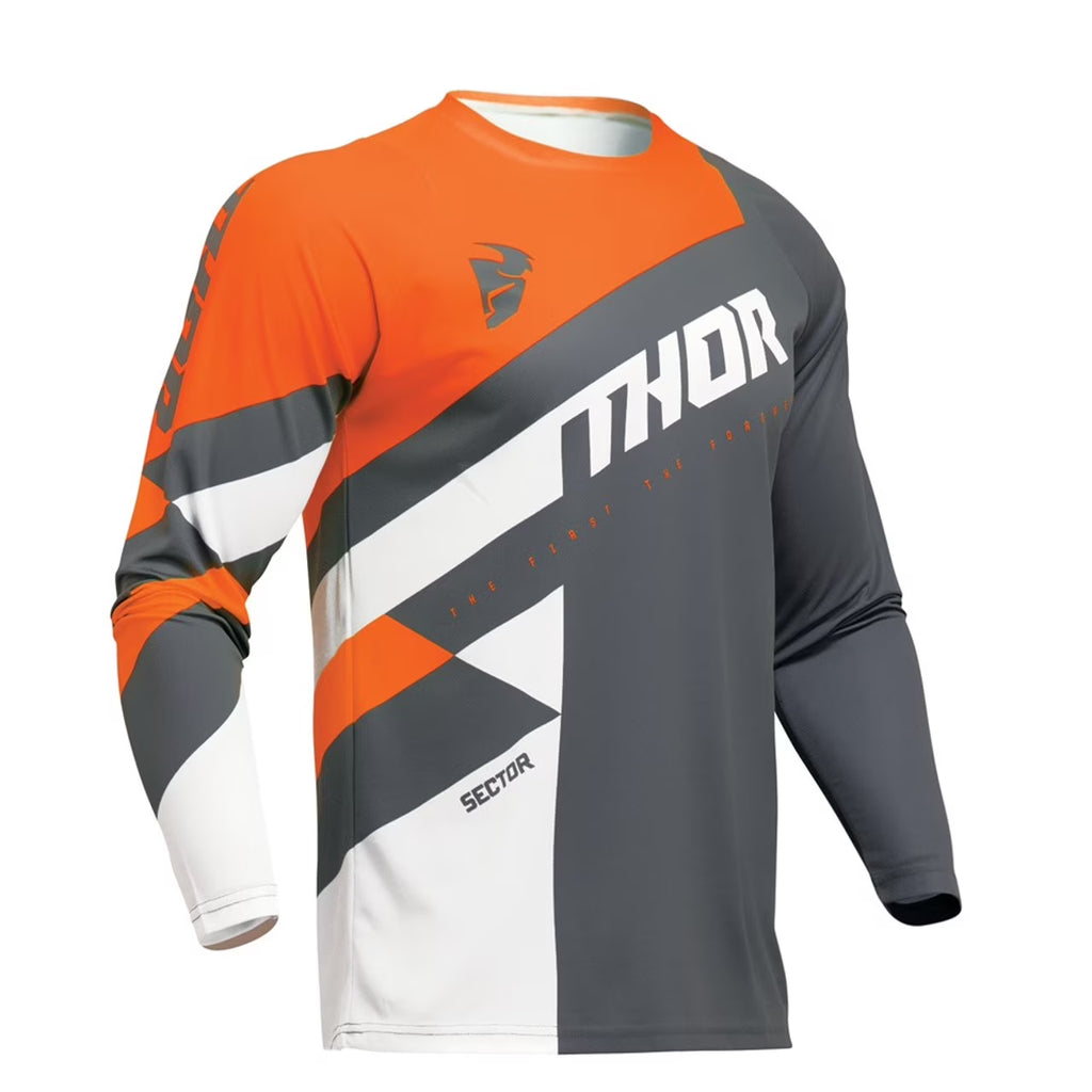 Youth Motocross Dirt Bike Jersey Charcoal Orange R245602