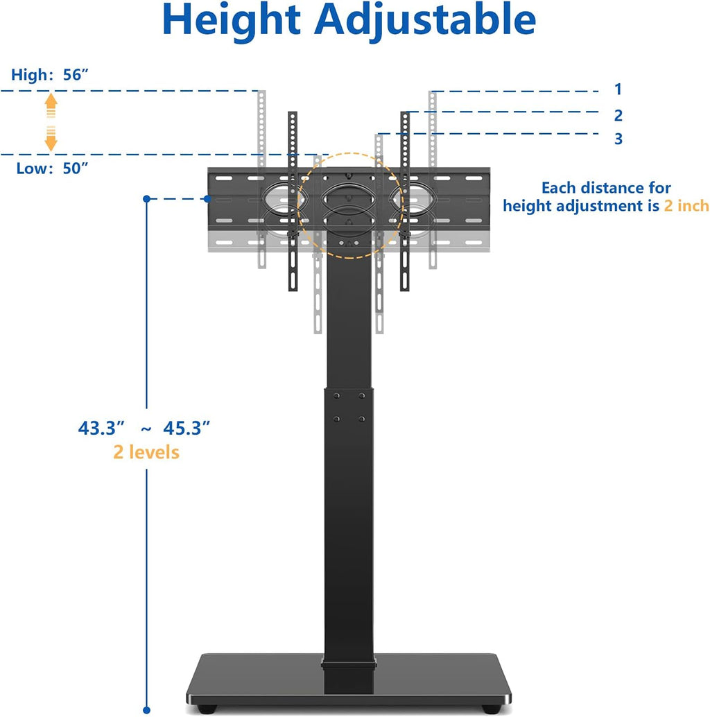 Black Swivel Floor TV Stand for 32-65 inch TVs, VESA 600x400mm M35131