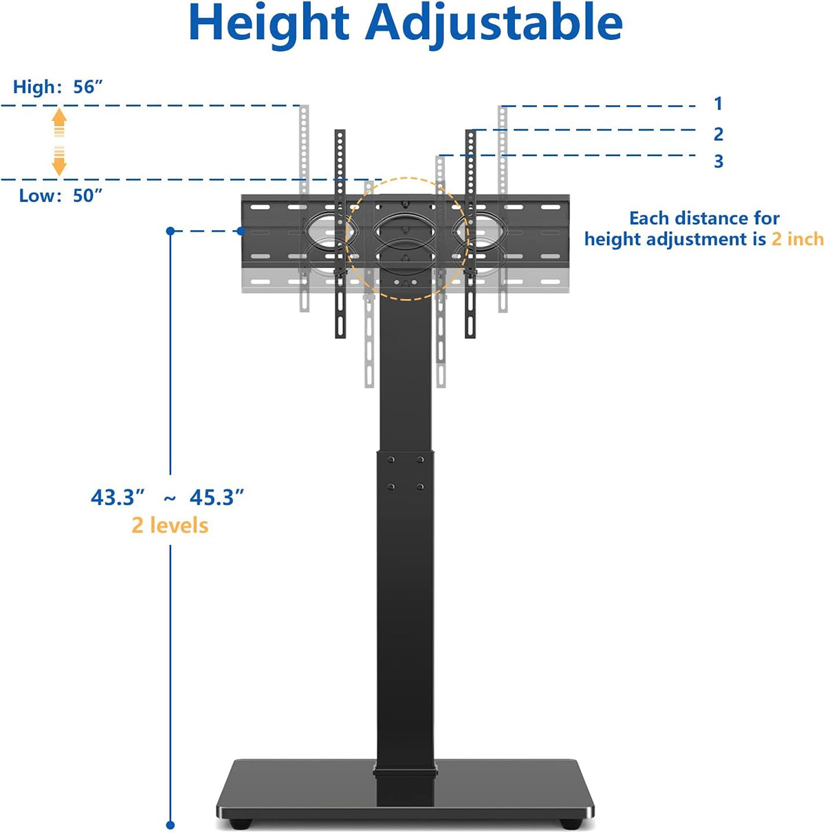 Black Swivel Floor TV Stand for 32-65 inch TVs, VESA 600x400mm M35131