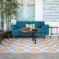 Turquoise Square Arm Loveseat W8710