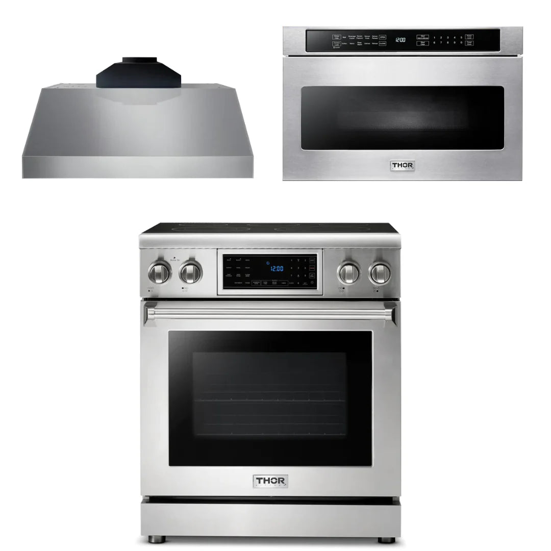 30 Electric Range, Range Hood, Microwave G80475