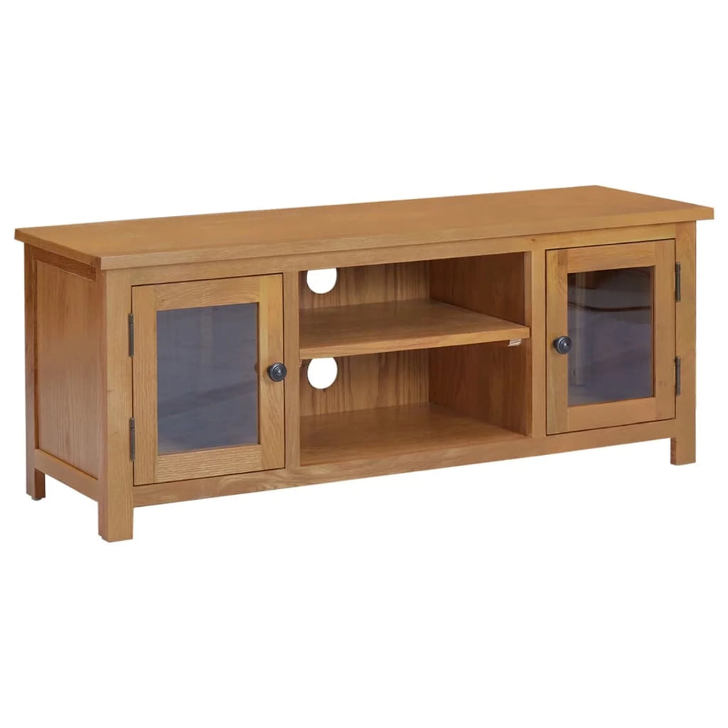 Oak Wood TV Cabinet with 2 Glass Doors T14880
