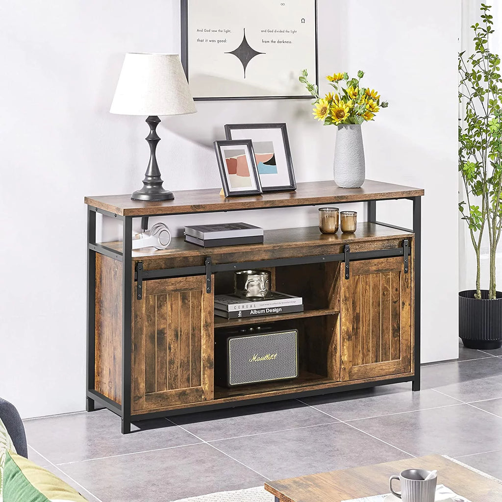 Farmhouse Cabinet with Sliding Barn Doors and Adjustable Shelves P989474